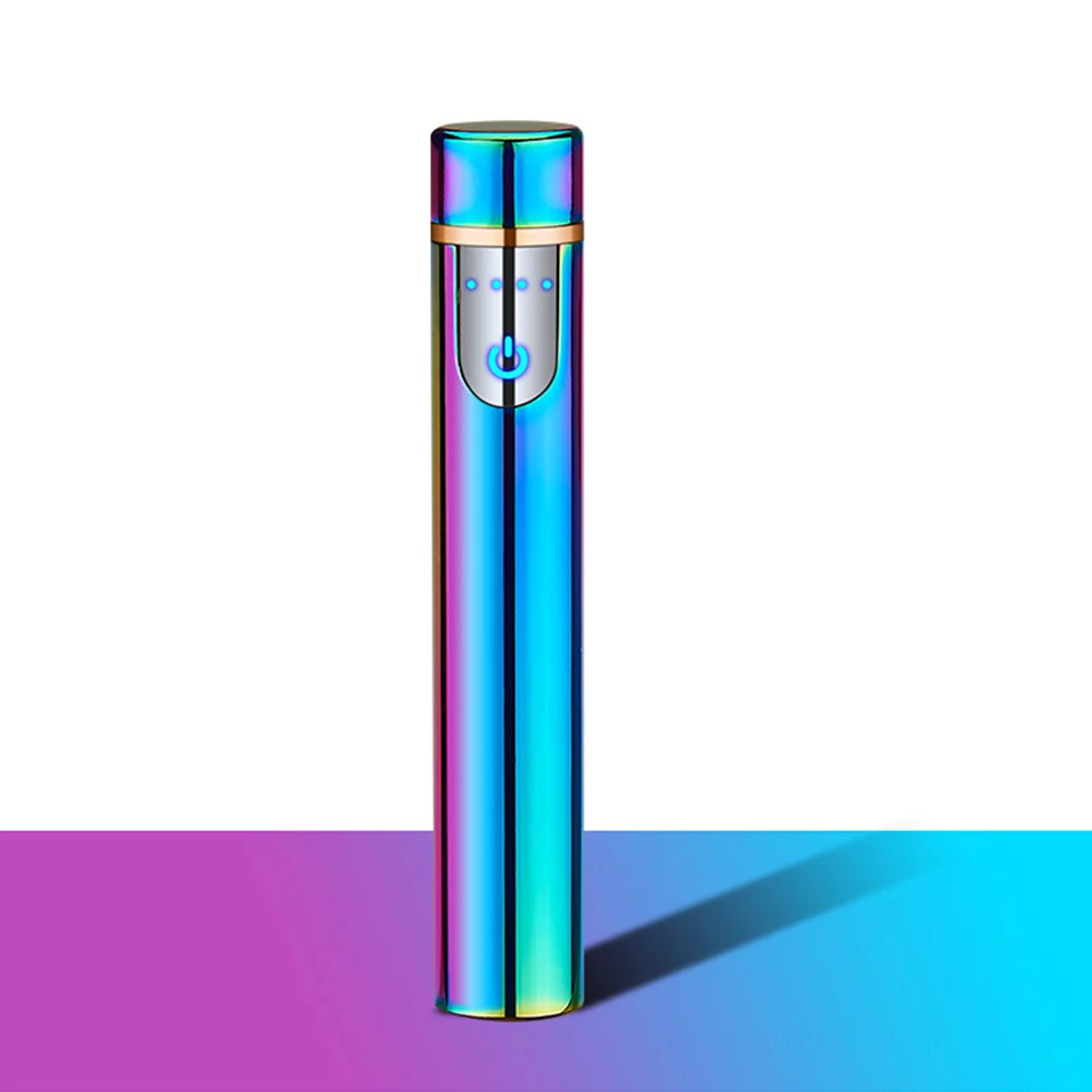 Зажигалка Мини сенсорный экран электрическая зажигалка для сигарет USB перезаряжаемая тонкая ветрозащитная металлическая зажигалка гаджеты дропшиппинг