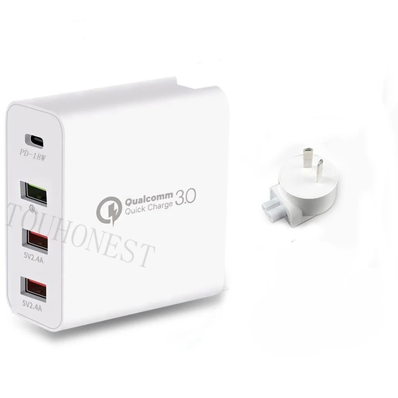 4 порта Смарт USB зарядка 48 Вт быстрое зарядное устройство 3,0 для iPhone samsung Xiaomi huawei USB адаптер type C PD быстрое настенное зарядное устройство EU AU UK - Тип штекера: Австралия (AU)