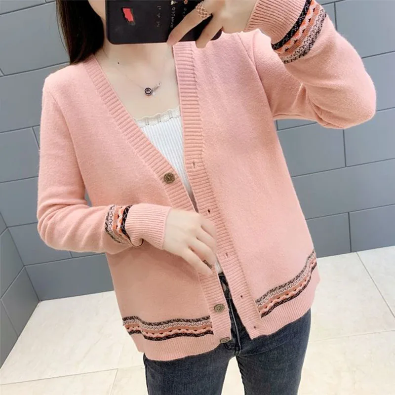 Свитер с винтажной вышивкой кардиган женское повседневное однобортное