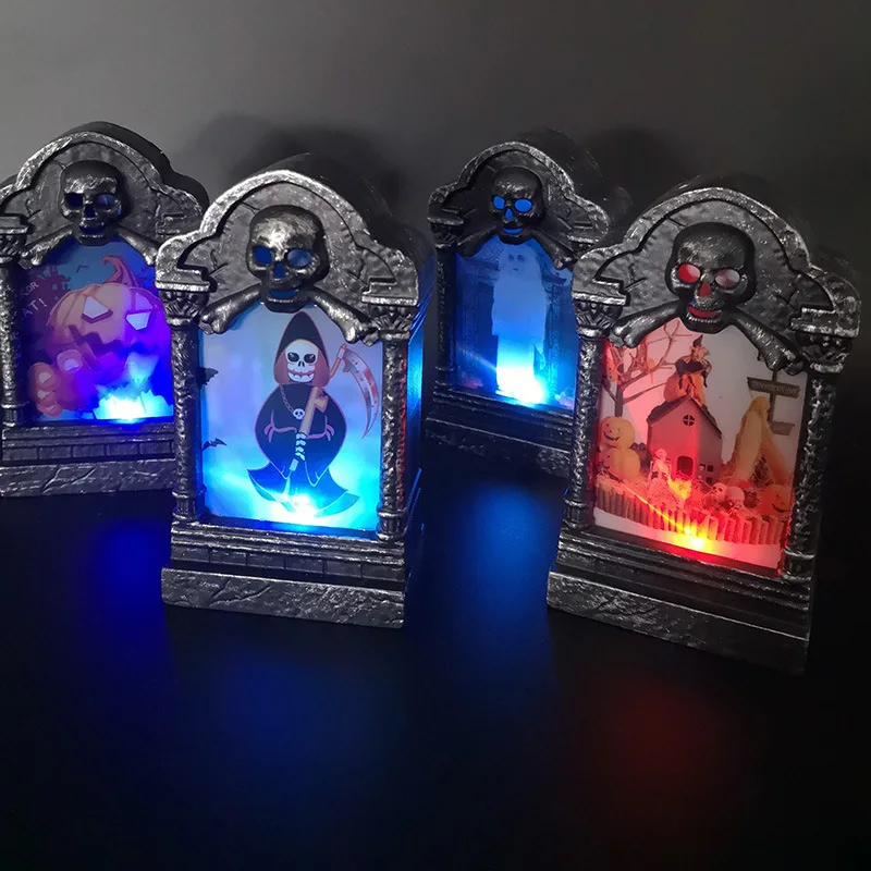 

Halloween Glowing LED Tombstone Light Halloween Home Garden Decor Retro Simulation Pumpkin Skull Gravestone Lamp Halloween decor