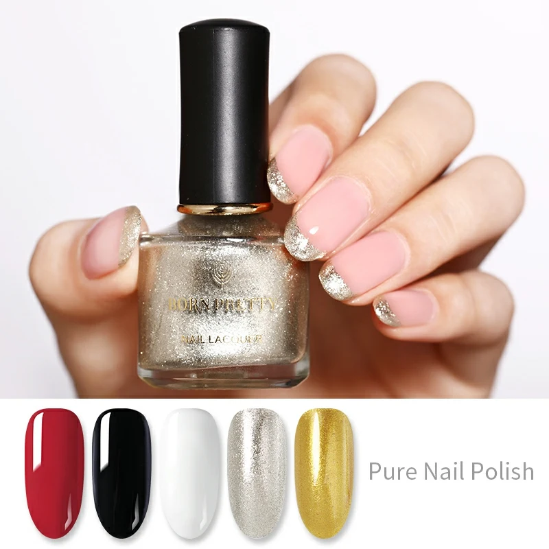 Цветной лак для ногтей BORN PRETTY 6 мл цветной черный красный белый гель 5 цветов