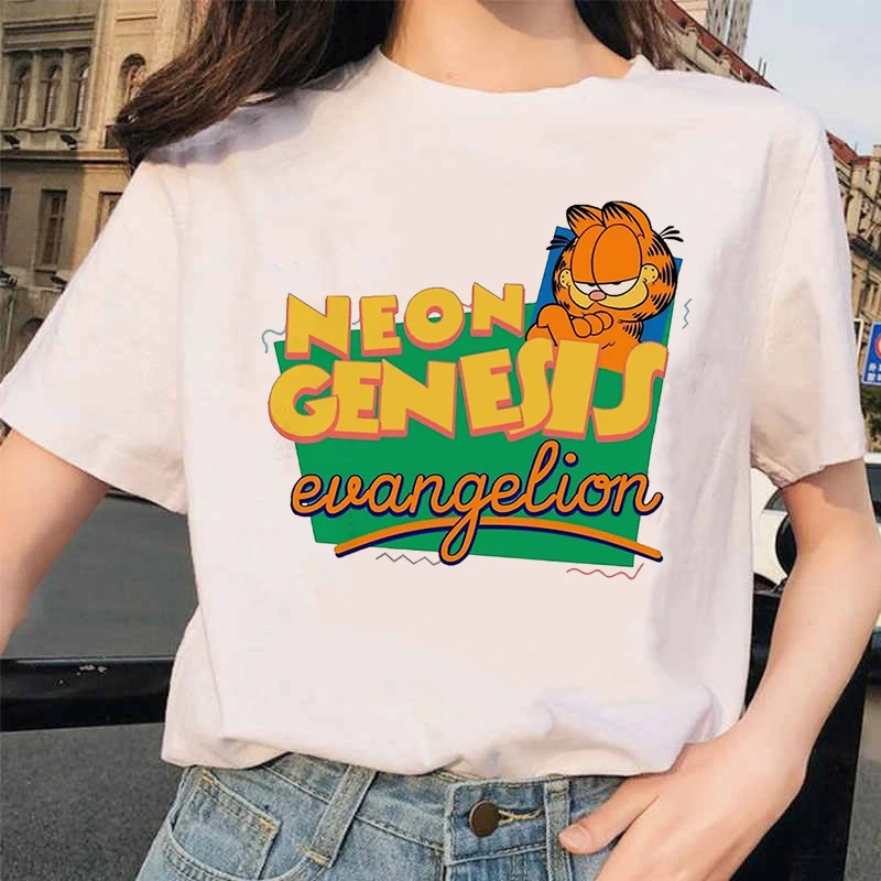 Женские футболки Garfield Neon Genesis в стиле Харадзюку милая одежда для манги летний топ