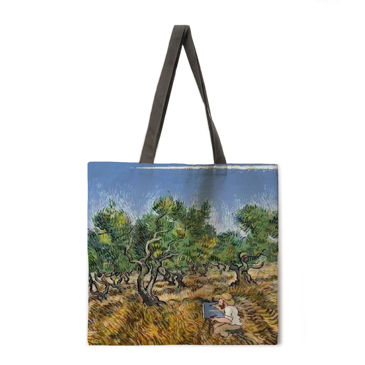 

Outdoor beach bag tote bag Van Gogh walks into the picture Printed tote bag Women's leisure tote bag Ladies shoulder bag Foldabl