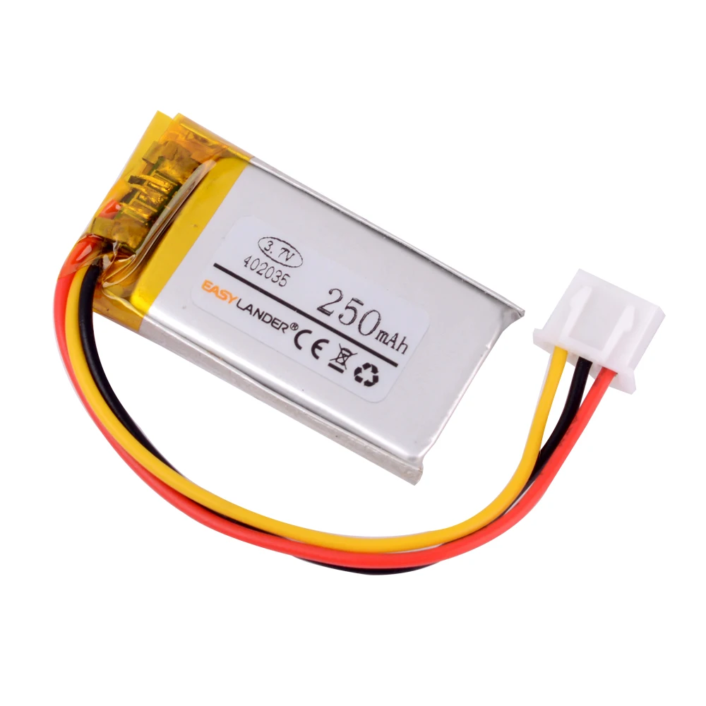 3 7 В 250 мАч JST XHR 2 54 мм 3pin разъем 402035 литий полимерный LiPo аккумуляторная батарея для