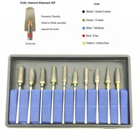 10pcskit dental universal sintered diamond polisher kits burs grinder for polishing trimming drill 2 35mm
