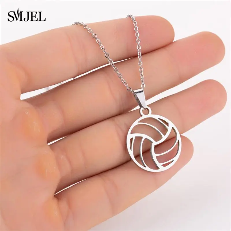 SMJEL Korean Style Stainless Steel Necklace Women Fashion Basketball Puzzle Key Feather Best Friend Choker Gif | Украшения и