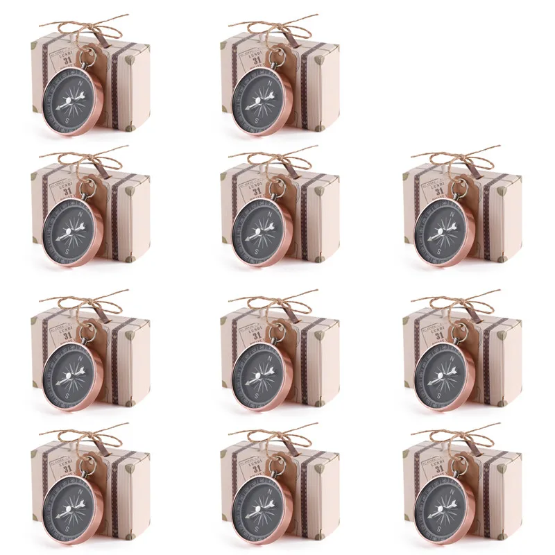 

50 Pcs/set Retro Compass Candy Boxes for Wedding Favor Baby Shower Birthday Party Guest Return Gift Sweets Container