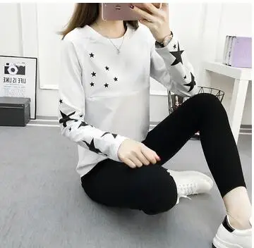 805white Осенняя Женская одежда для кормления с длинным рукавом на молнии, футболка для грудного вскармливания, хлопковые топы для кормящих мам, футболка с надписью - Цвет: 805white