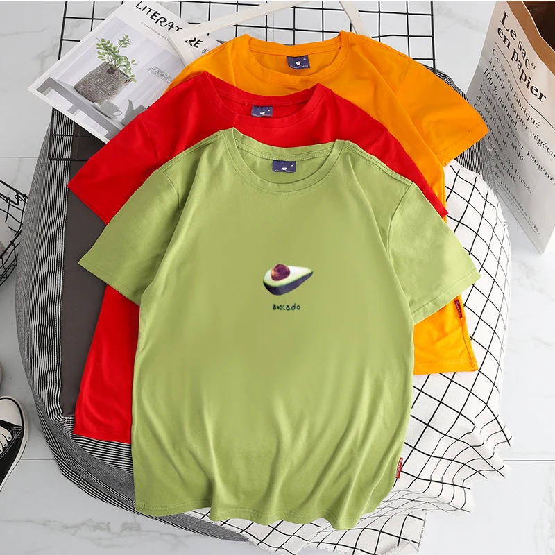 Женская футболка Ulzzang с коротким рукавом летняя Милая в стиле Харадзюку рисунком