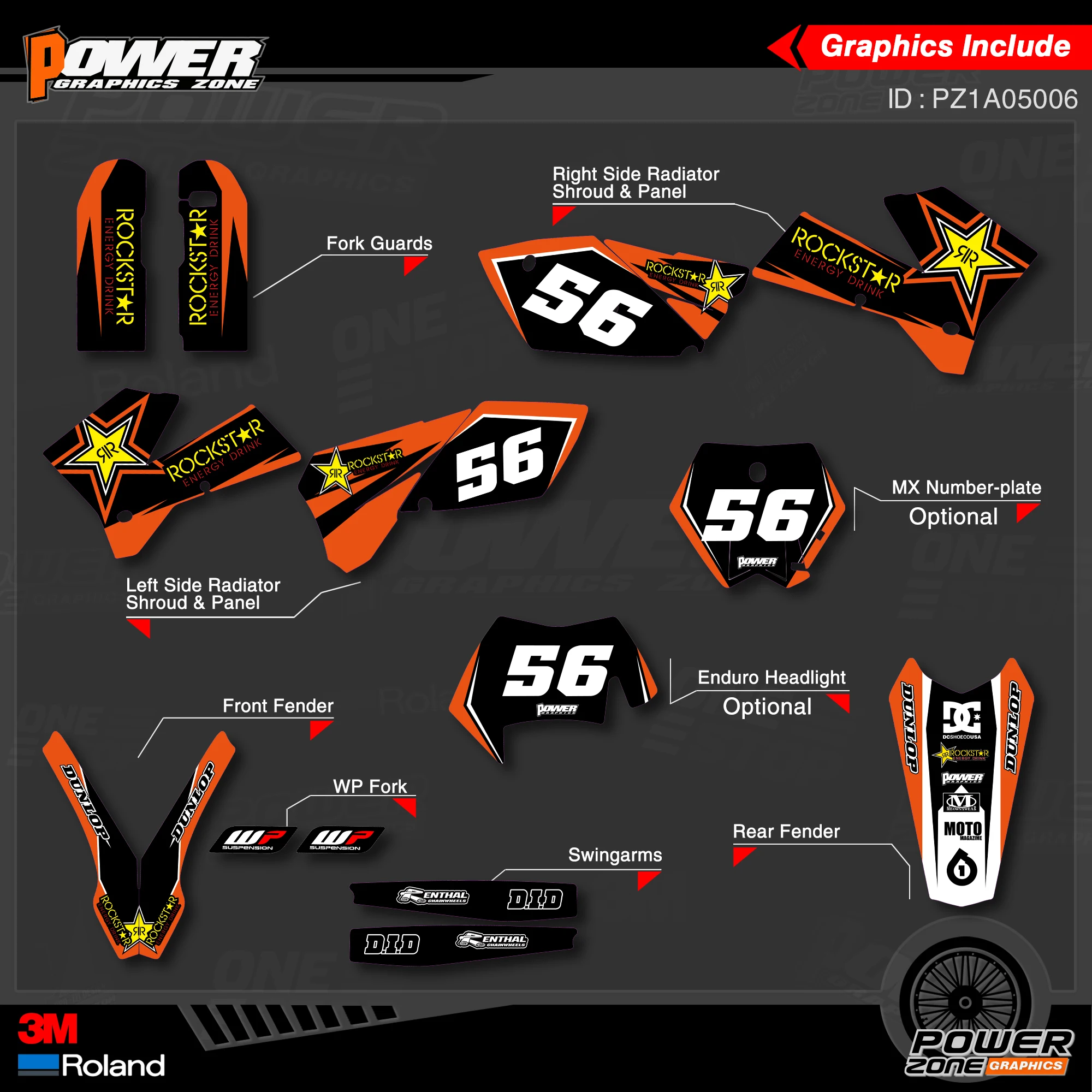 Набор наклеек PowerZone для KTM SX SXF MX 05-06 EXC XCW Enduro 05-07 125-500cc 06 | Автомобили и мотоциклы
