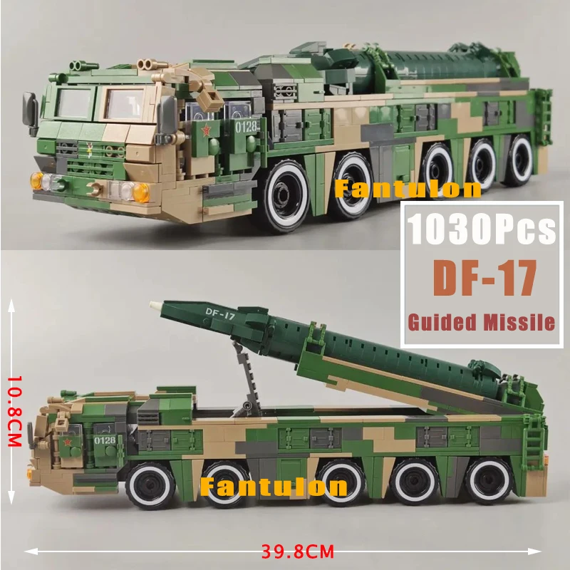 

1030Pcs China DF-17 Guided Missile With 4 Color Printing Soldier Figures Military Collection WOMA Building Block Gift Toy