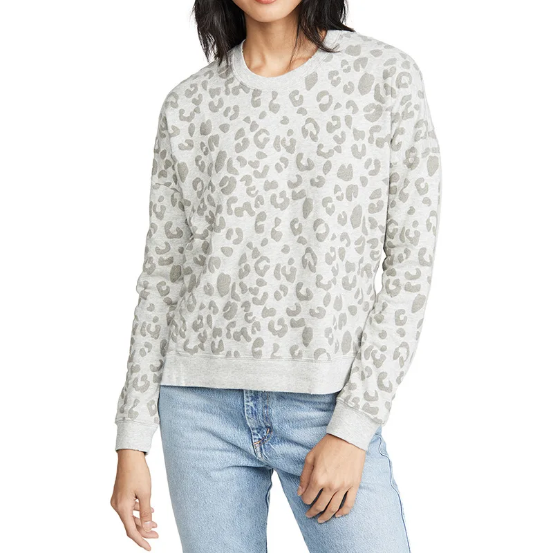 

New Women's Autumn And Winter Leopard Print Loose Casual Long-Sleeved Ladies T Shirt Round Neck Fashion Ladies