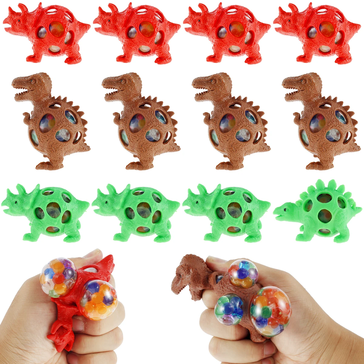 

3pcs Cute Dinosaur Shape Water Beads Squeeze Ball Sensory Stress Toy Fidget Pressure Ball Office Decompression Toys for Children