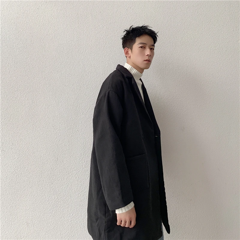 Верх! Осень и зима плюс бархатное утолщенное длинное шерстяное пальто Мужская