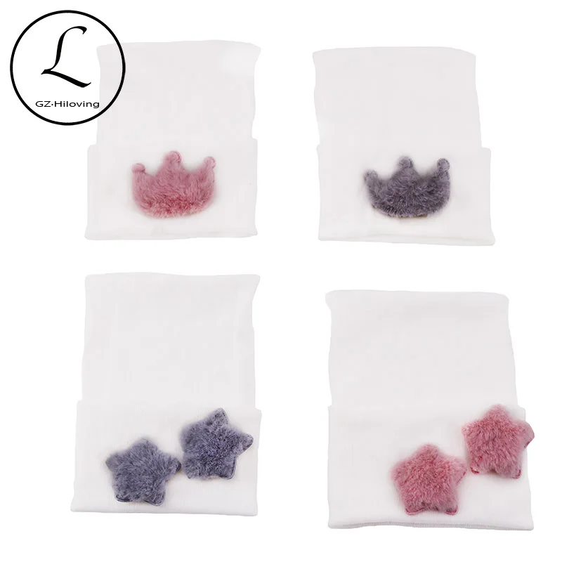 Меховые шапки для новорожденных с короной и звездой шляпы больниц маленьких