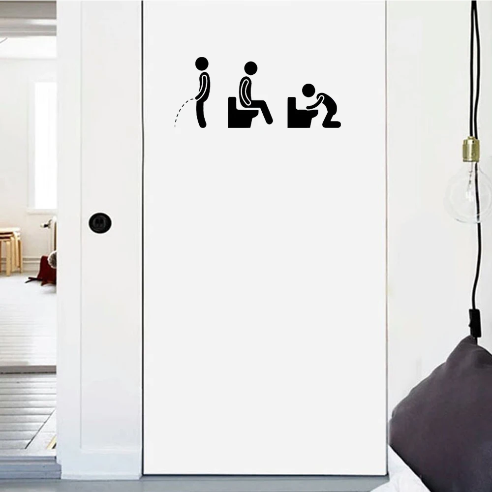 

Toilet Sticker Funny Man WC Sticker Removable Bathroom Door Sticker Washroom Wall Sticker Art Decal Creative DIY Home Decoration