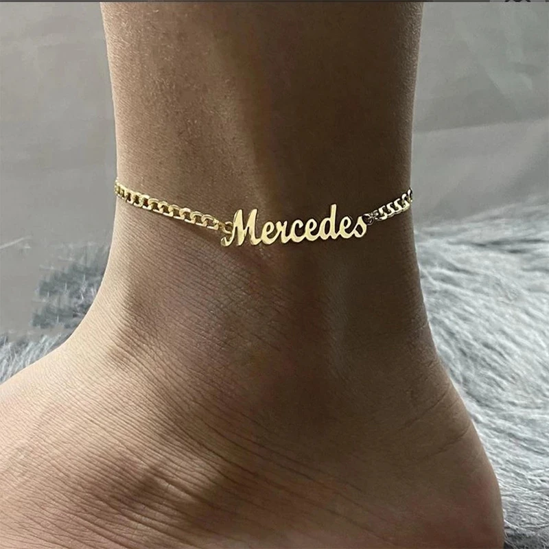 

New Custom Name Stainless Steel Anklet For Woman Girl Party Wedding Golden Couple Anklet Birthday Gift Women Jewelry 2021