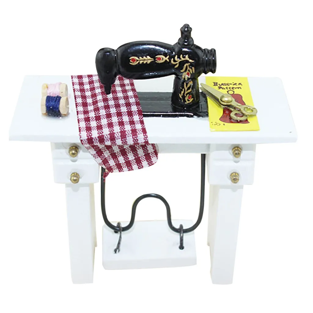 Mini Sewing Machine Dollhouse Decoration Chinese TraditionalFit for 1:12 dollhouse Baby toys Детские игрушки Juguetes para niños |