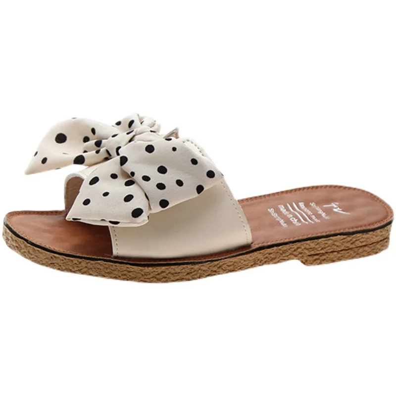 

Sweet Bowknot Fashion Outer Wear Ladies Slippers Summer New Comfortable Flat Non-Slip Beach Slippers