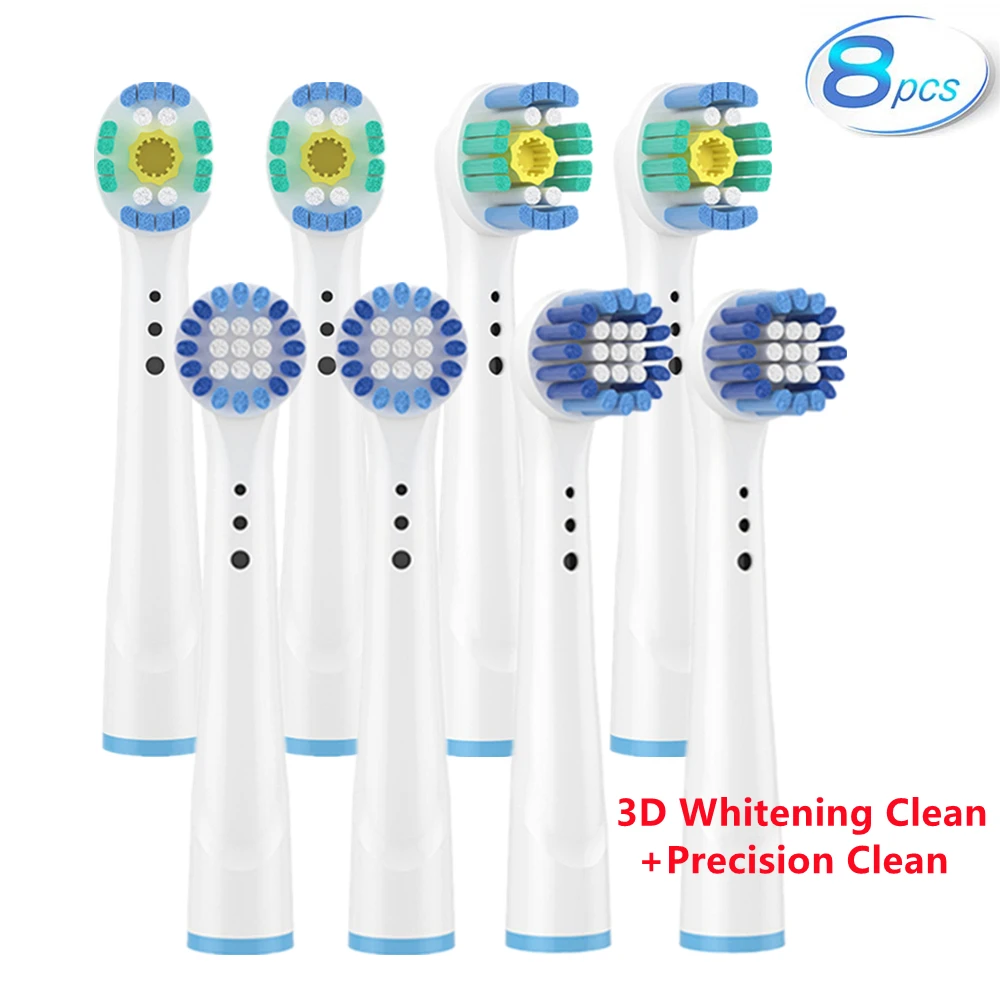 

8pcs/lot Electric Toothbrush Nozzles For Oral B 3D Whiteing Toothbrush Heads Braun Wholesale Dropshipping Toothbrush Heads