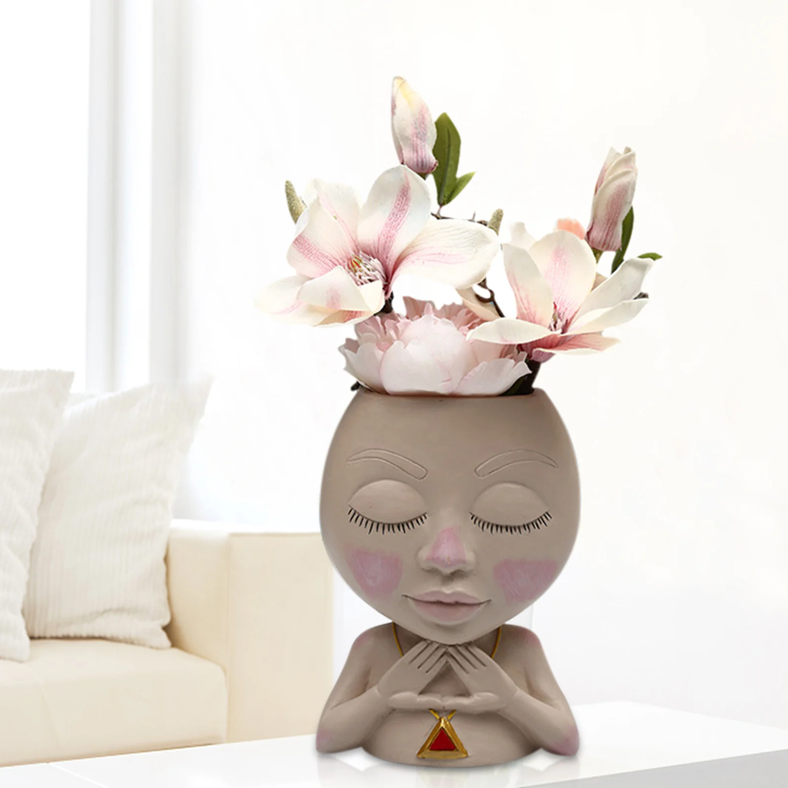 

Flower Pot Cute Face Flower Pot Meditated Girl Head Succulent Plant Pot Multifunction Storage Crafts Children's Toy very well