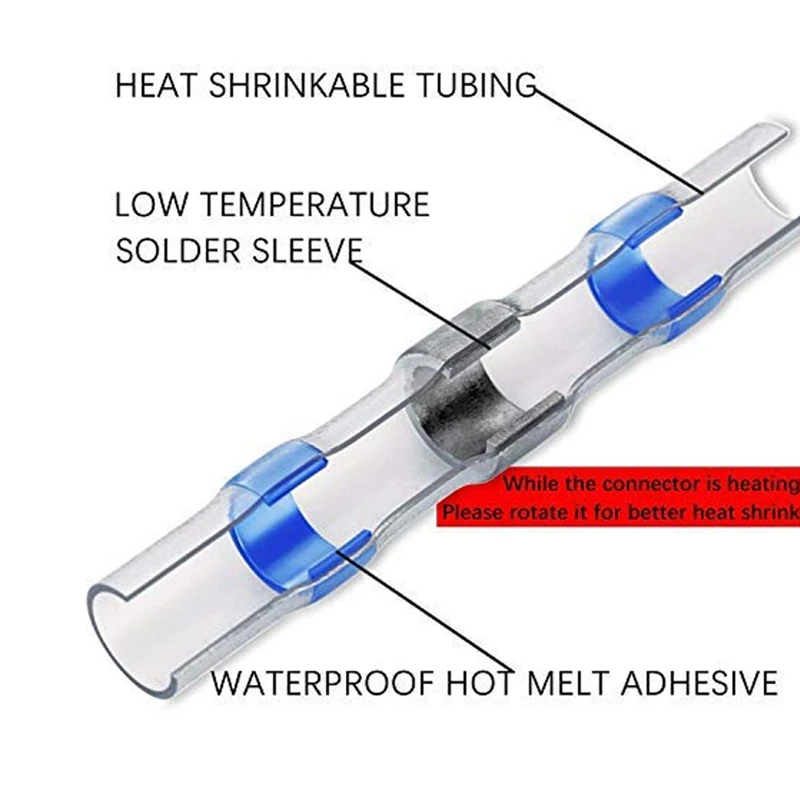 

55Pcs Solder Seal Wire Connector,Solder Seal Heat Shrink Butt Connectors,Waterproof Electrical Butter Terminals Wire Splice For