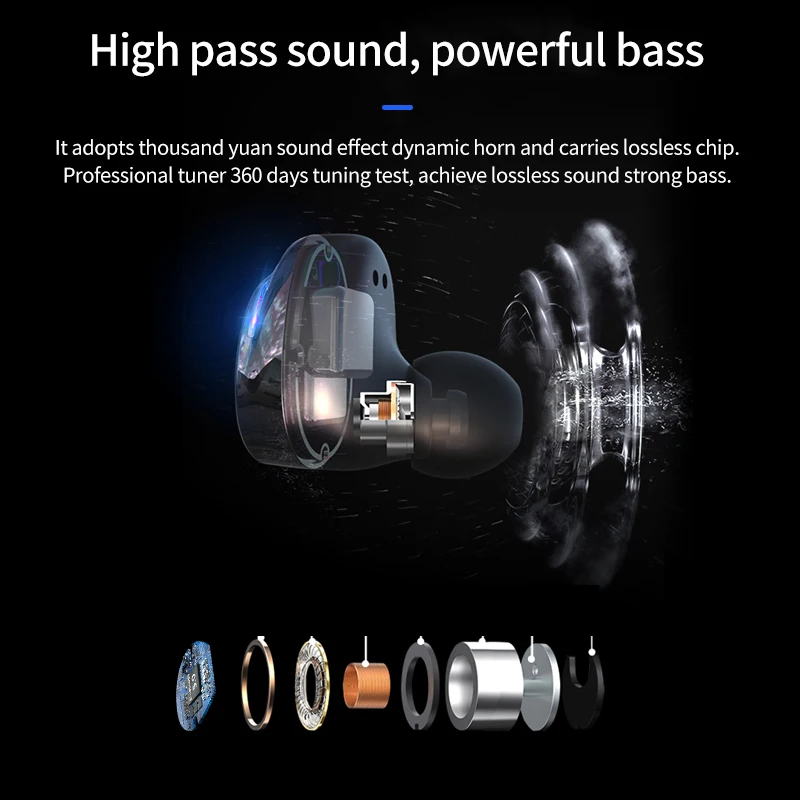 

BULIA Bluetooth Earphones Touch Control Wireless Headphons Waterproof Headset with LED Display Charging Box