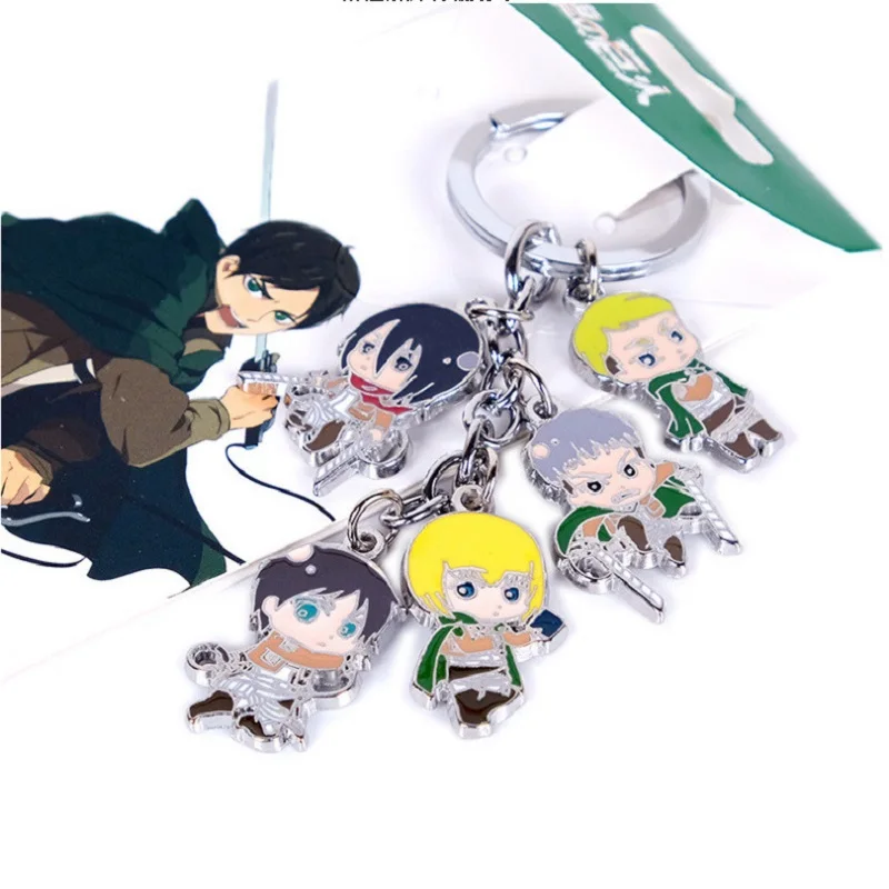 

2021Creativity Anime Attack On Titan Key Chains Badge Pendant Necklace Keyring Charms Motorcycle Fashion Men Gifts For Keychain