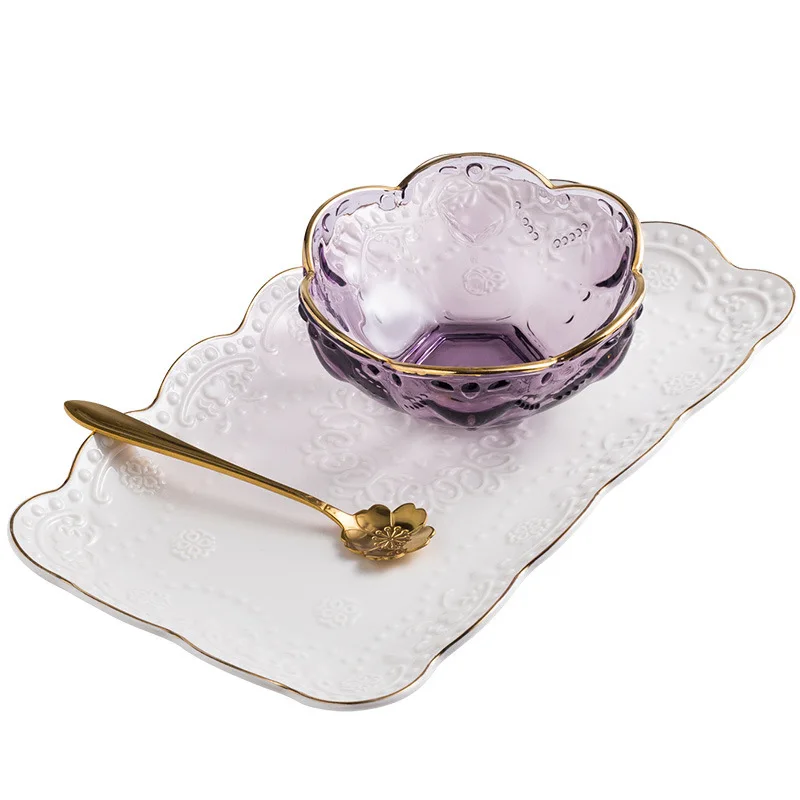 Набор керамической посуды серии Cherry Blossom Сакура десертные тарелки для торта