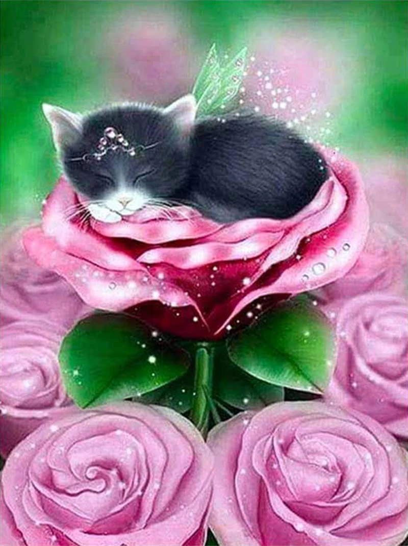 Полноразмерная Алмазная 5D картина сделай сам алмазная вышивка со спящим котом