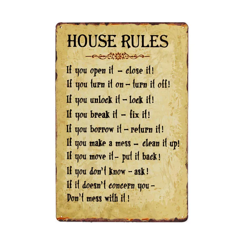 Настенный постер с надписью House Rules на русском языке украшение для бара в стиле