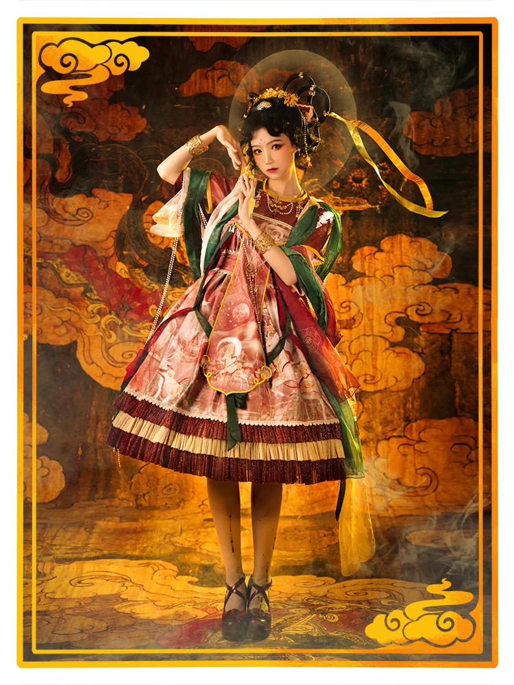 

STOCK Dunhuang Luming Remembering Han Elements Lolita Chinese Style Lolita Jsk Spring Festival Halloween Dress 2021 New