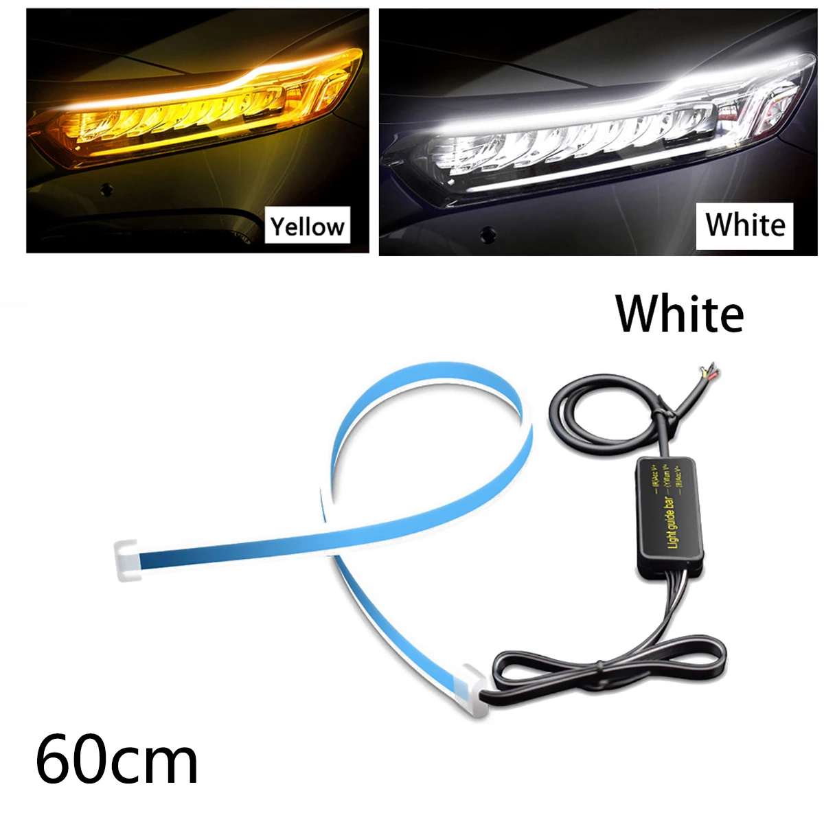 2X ультратонкая Автомобильная DRL светодиодная лента, дневной ходовой светильник, автомобильная Поворотная сигнальная направляющая лента, головной светильник в сборе, DRL полоса