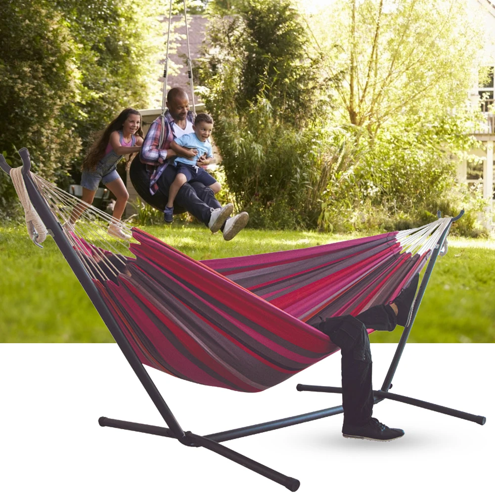 

DIY Portable Camping Hammock No Bracket Thickened Widened Hanging Bed Indoor Outdoor Furniture For 1-2 Persons Swing Bed HWC