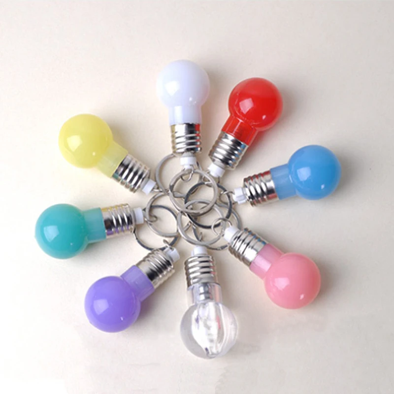 100pcs/lot Mixed Colors LEB Colorized Light Bulb Keychain Mini Bulb Lamp Keyring Gifts Clear Lamp Torch Key Ring