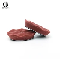 detailing 3 inch hook and loop maroon sponge buffing pad wave type foam light cutting and polishing pad for car detailing