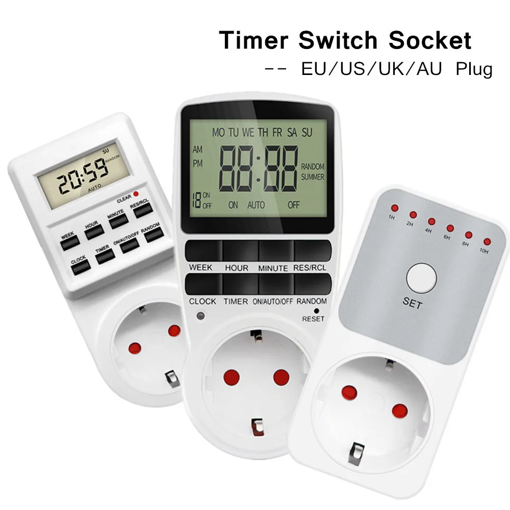 Interruptor do Temporizador da Cozinha Tomada de Controle Eletrônico Digital Tomada Programável Cronometragem 220v ue Eua Reino Unido au Plug