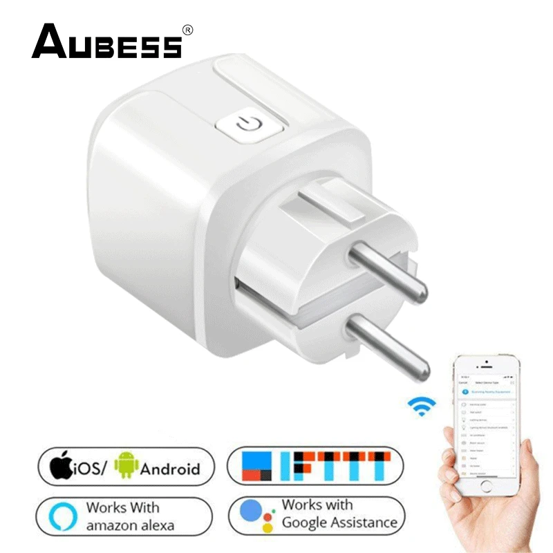 

Aubess 2021 New 16A WiFi Smart Remote Control Socket EUPlug Timer Switch Outlet,Alexa Google USA