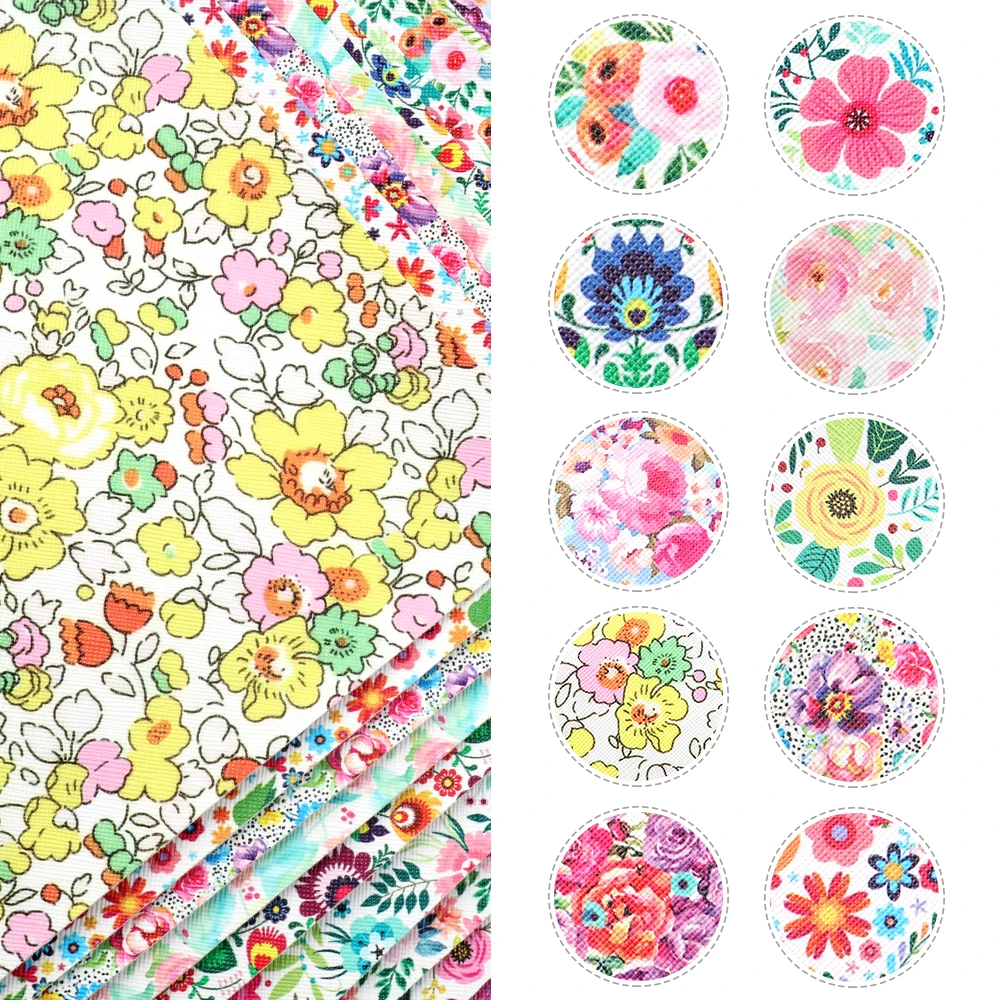 

David accessories 9pcs/set 20*33cm Flower Synthetic Leather Set Faux Leather Sheets in Crafts DIY Handmade Materials,1Yc11471