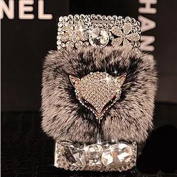 

Bling Diamond Fur Phone Wallet For Case Huawei P50 Pro Y9 Y8 P Smart S Z 2019 2021 Y5 Y6 Y8P Y9S Flip Leather Fox Diamond Cover