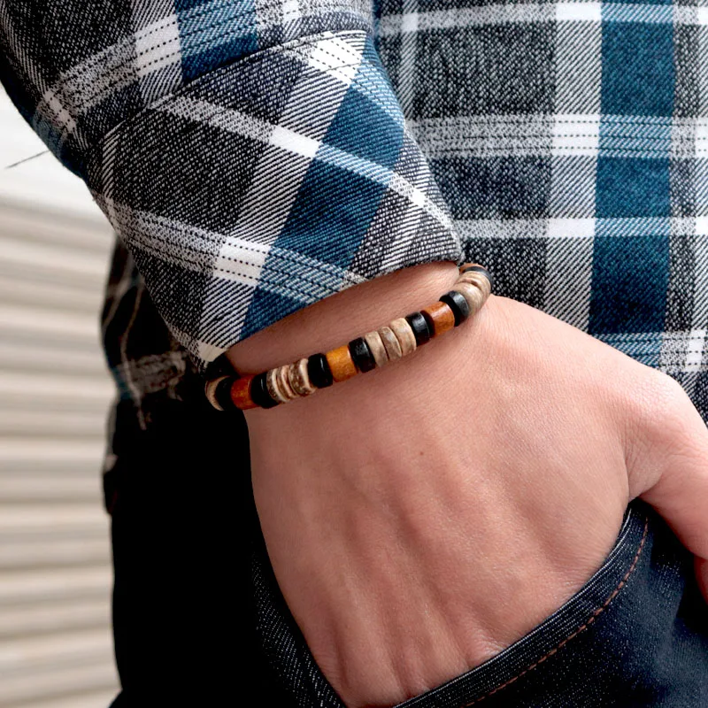 Мужской винтажный браслет Noter минималистичный из дерева венге для йоги молитвы