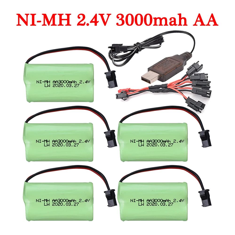 Аккумулятор NIMH-аккумулятор для игрушек 2 4 В 3000 мА · ч с USB-зарядкой
