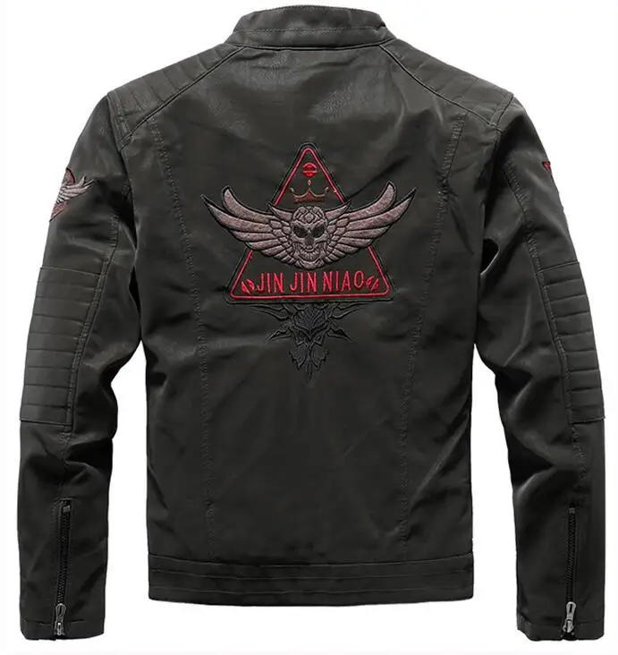 Мужская куртка из искусственной кожи бархатные кожаные куртки Мотоциклетные