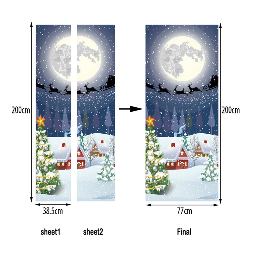 Украшение для дома водонепроницаемый подарок Рождественская дверная наклейка