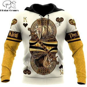 Толстовка мужская с 3D-принтом короля, сердца, Льва, покера, DW0304