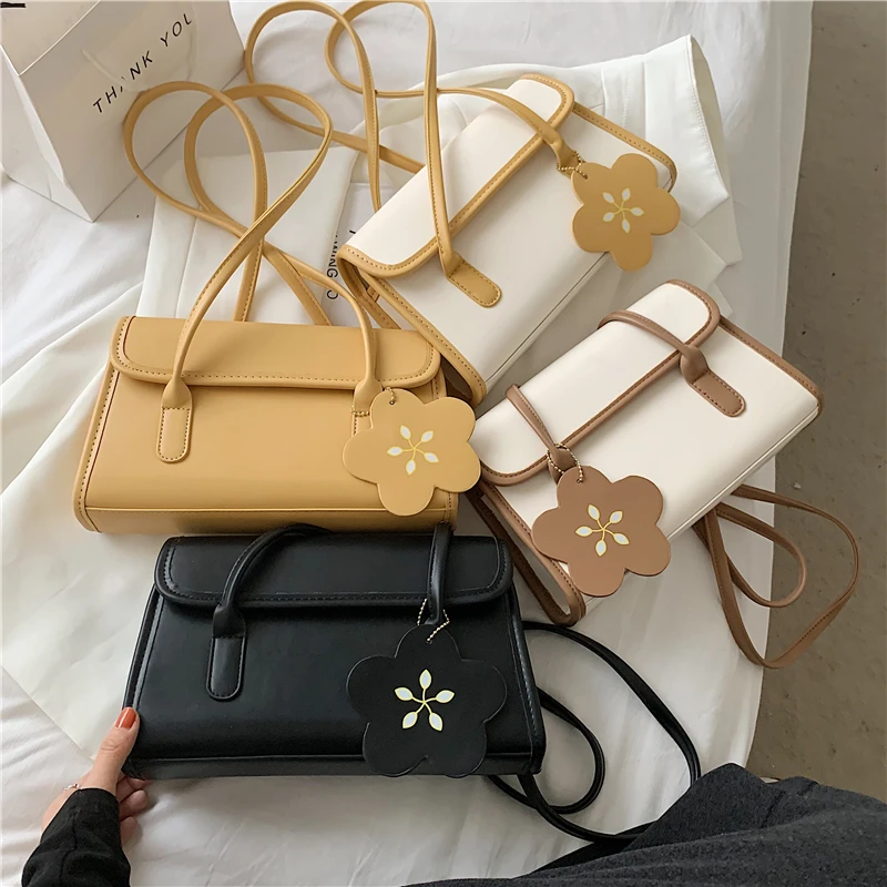 

Burminsa Trendy Two Tone Baguette Shoulder Bags For Women Brand Design High Quality Work Ladies Purses And Handbags Spring 2021