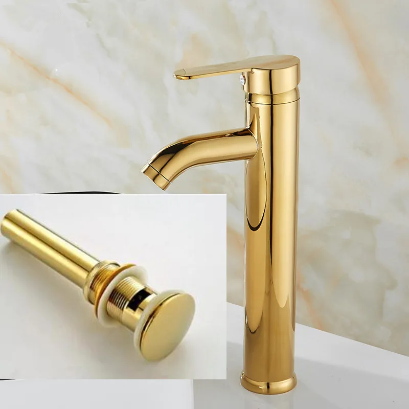 

Basin Faucets Gold Brass Sink Faucet Bathroom Sink Faucet Single Handle Deck Mounted Toilet Hot And Cold Mixer Water Tap