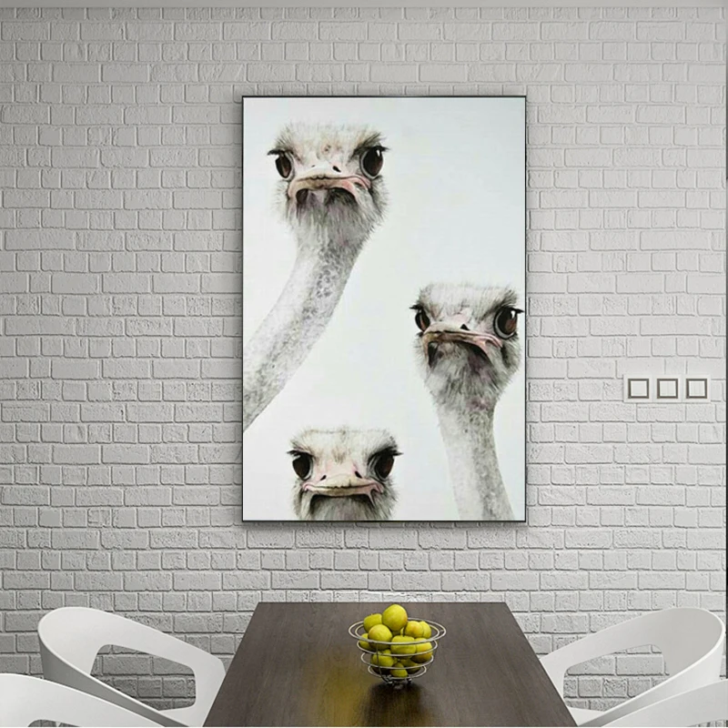 

RELIABLI ART Canvas Paintings Animal Birds Pictures Wall Art Ostriches Posters For Living Room Decoration Prints No Frame