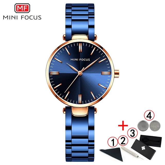 blue-add-box Minifocus женские часы известных люксовых брендов модные ультратонкие часы женские из нержавеющей стали женские наручные часы для женщин - Цвет: blue-add-box