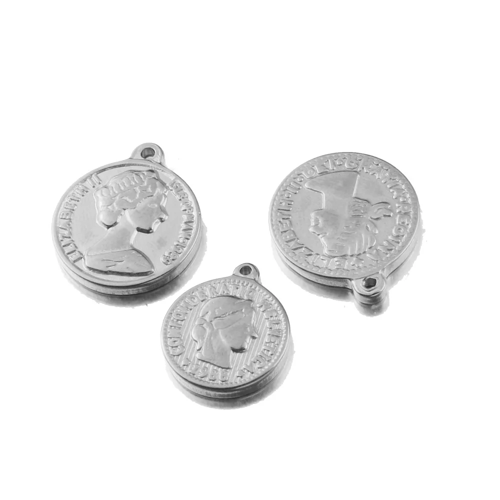 Медальон с золотым замком из нержавеющей стали подвеска в виде монеты королевы
